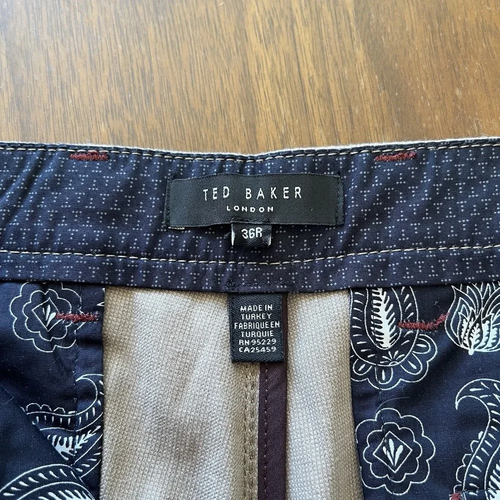 Ted Baker Chino Shorts Mens 36 Beige Cotton Stretch Mid Rise
